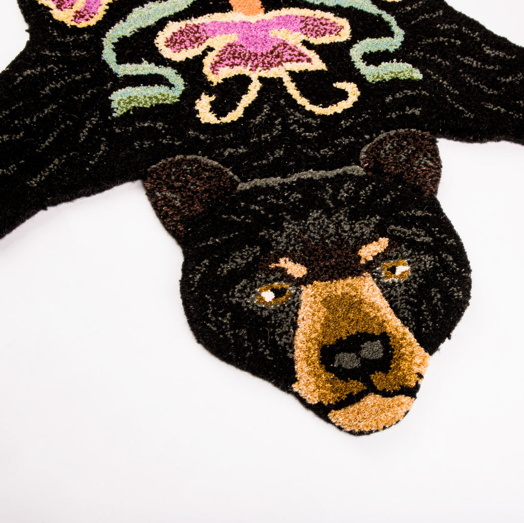 Blooming Black Bear Animal Rug (Large)