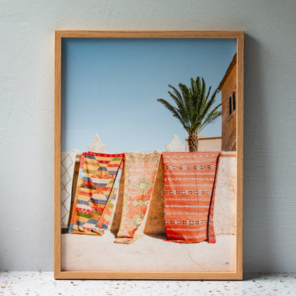 Moroccan Rugs Art Print in Natural Oak Frame