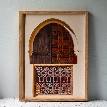 Moroccan Windows Art Print in Natural Oak Frame