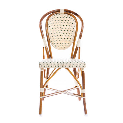 Cream and Bottle Green Mediterranean Bistro Chair (L)