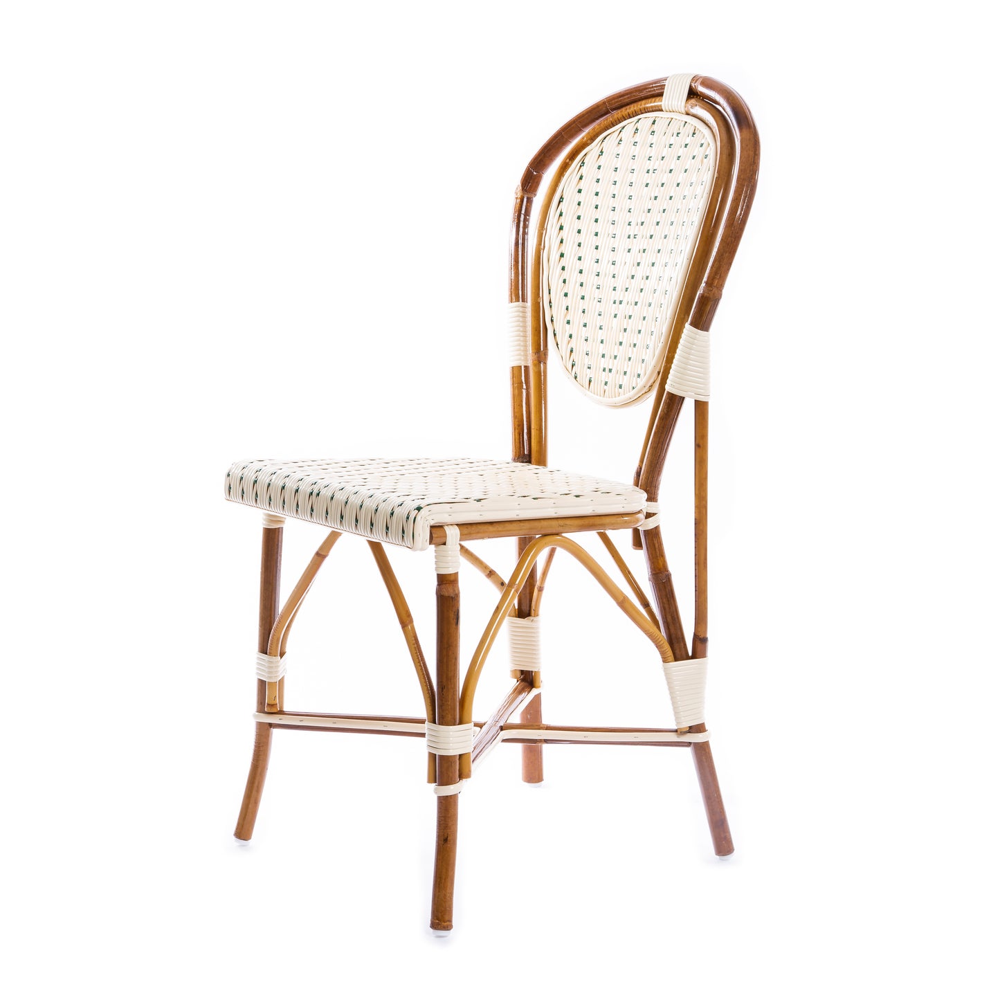 Cream and Bottle Green Mediterranean Bistro Chair (L)