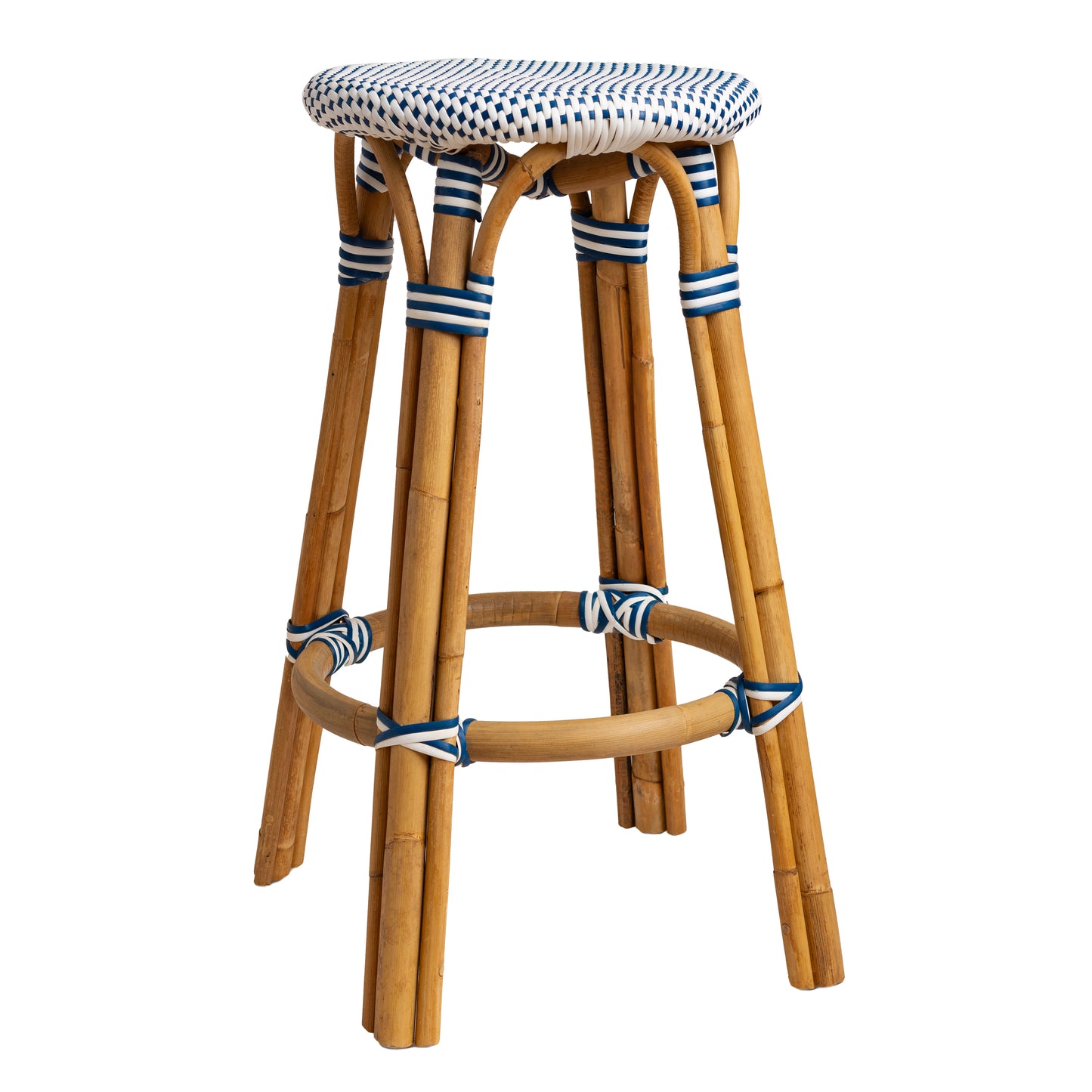 White & Navy Mediterranean Bistro Stool (26" h) (E)