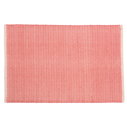 Dash and Albert Coral Herringbone Handwoven Cotton Rug (2'x3')