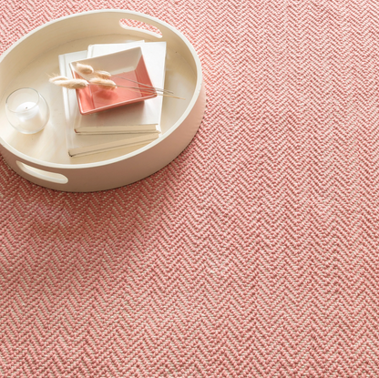 Dash and Albert Coral Herringbone Handwoven Cotton Rug (2'x3')