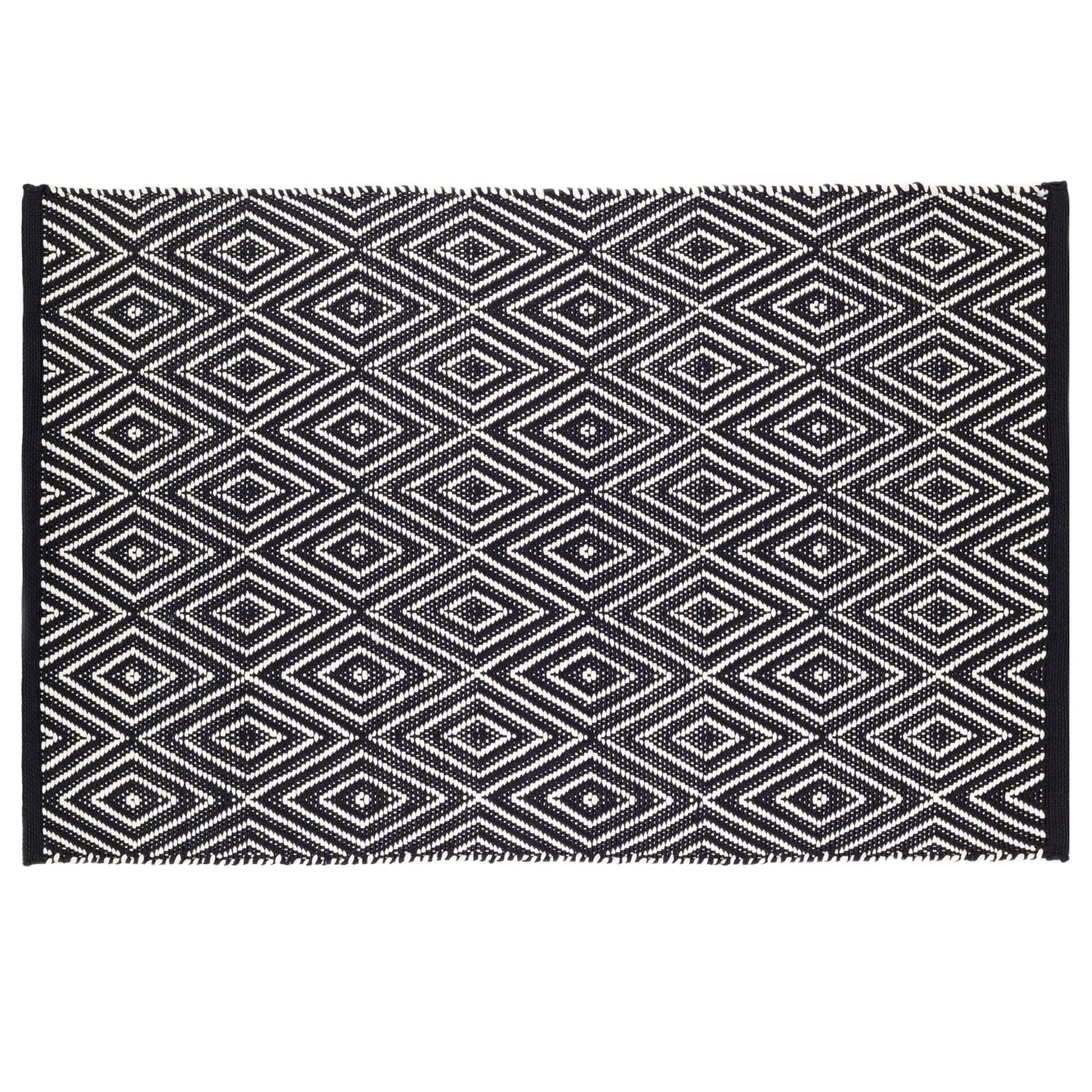 Diamond Black and Ivory Handwoven Indoor/Outdoor Rug (2'x3')