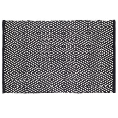 Diamond Black and Ivory Handwoven Indoor/Outdoor Rug (2'x3')