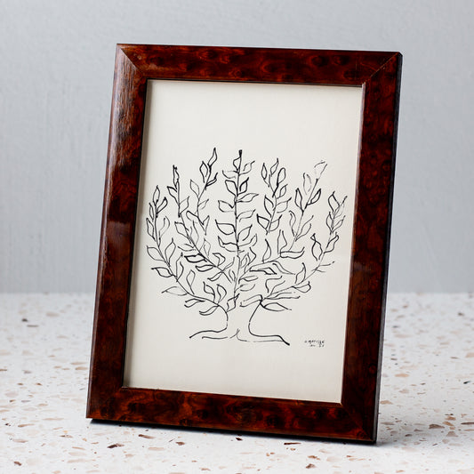 Brown Burl Wood Handmade Marquetry Picture Frame (5x7”)