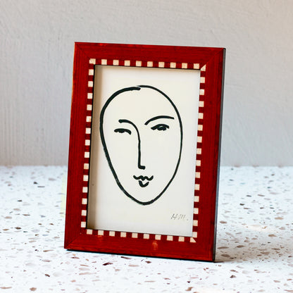 Red / Rosso Checkered Era Handmade Marquetry Picture Frame (4x6")