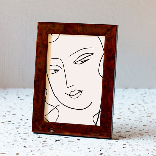 Brown Burl Wood Handmade Marquetry Picture Frame (4x6”)