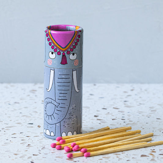Elephant Cylinder Sustainable Matches with Pink Match Head