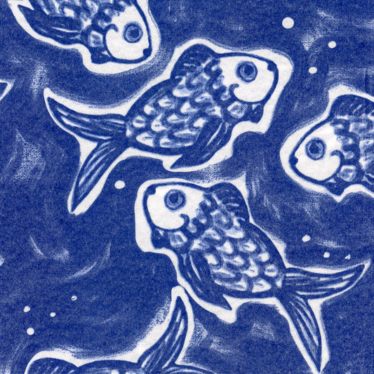 Navy Blue Pescado (Fish) Sepepscad Paper Napkins (8")