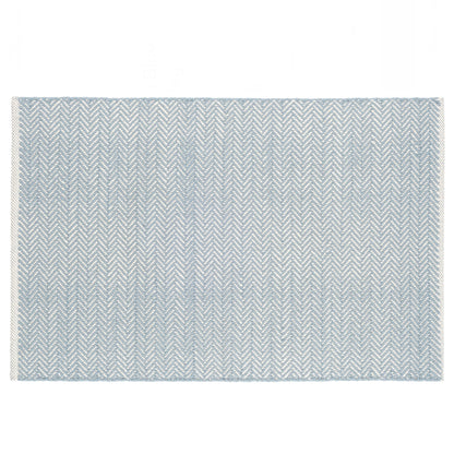 Dash and Albert Swedish Blue Herringbone Handwoven Cotton Rug (2'x3')