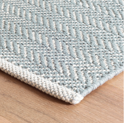 Dash and Albert Swedish Blue Herringbone Handwoven Cotton Rug (2'x3')