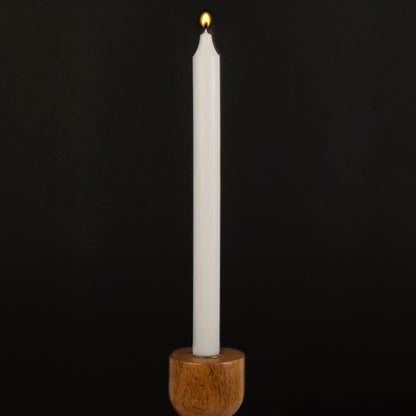 White Danish Kiri Taper Candle (12")