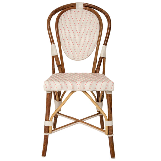 White and Pink Mediterranean Bistro Chair (L)