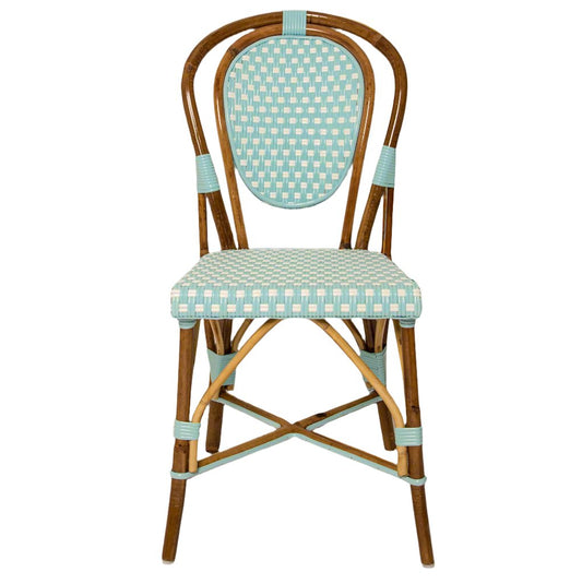 Azure and White Mediterranean Bistro Chair (E)