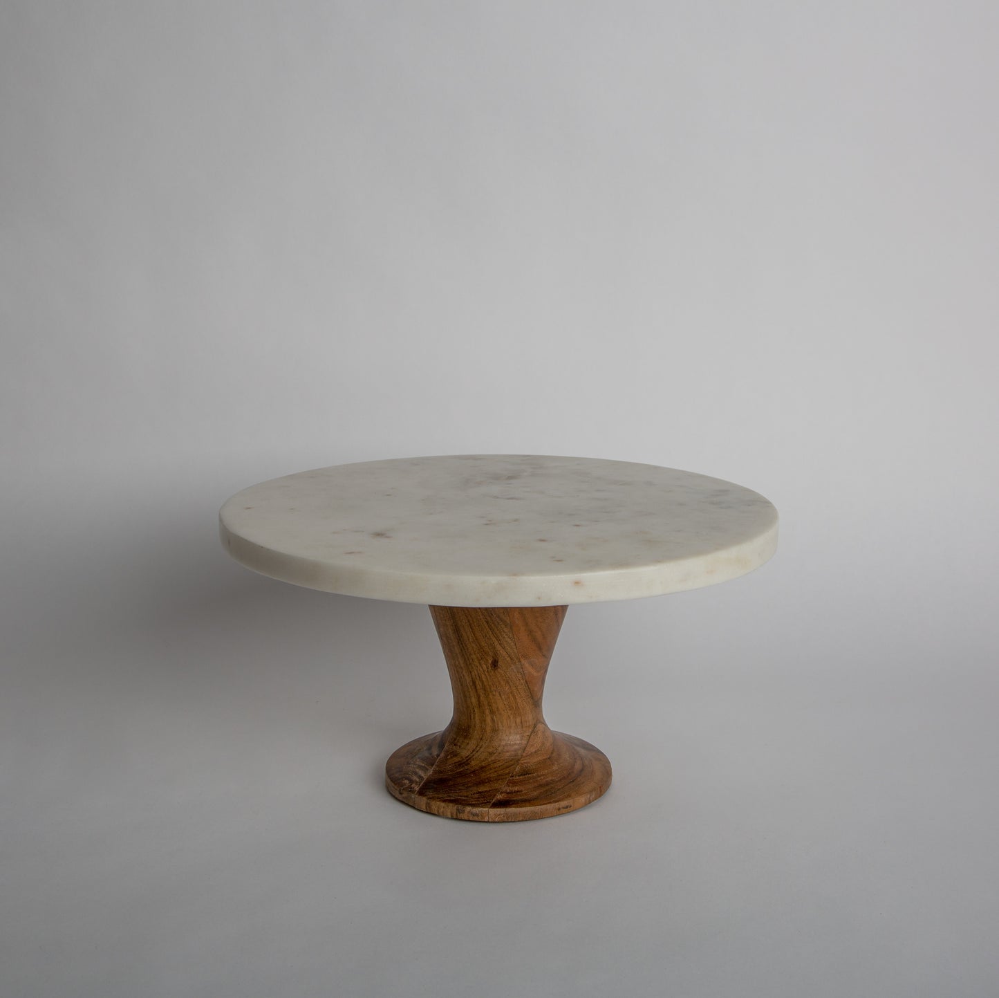 Rotating Marble and Acacia Cake Stand