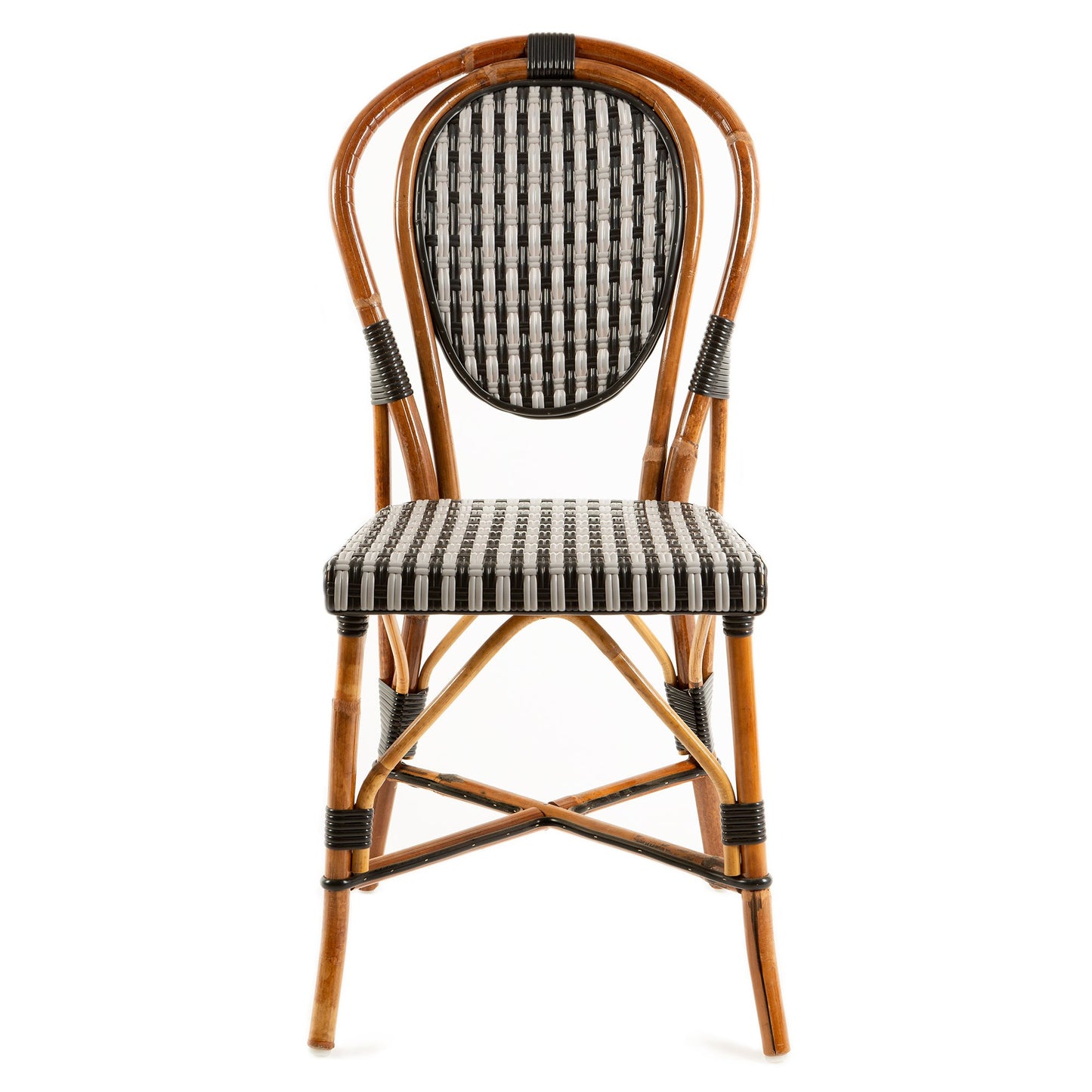 Black and Grey Mediterranean Bistro Chair (Double Lignes Verticales)