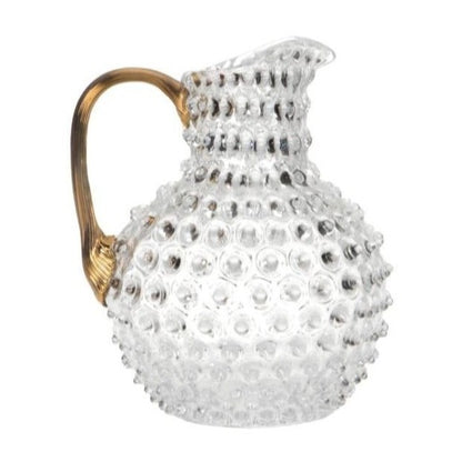 Clear with Gold Handle Hobnail Pitcher (2L)