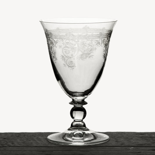 Ornate Etched Water Glass	