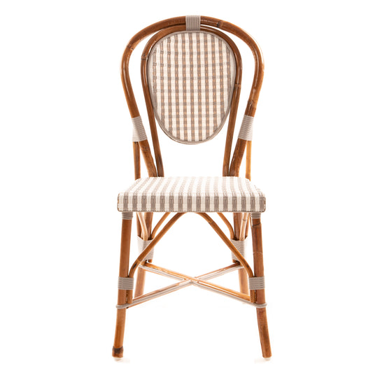 Grey and White Mediterranean Bistro Chair (Double Lignes Verticales)