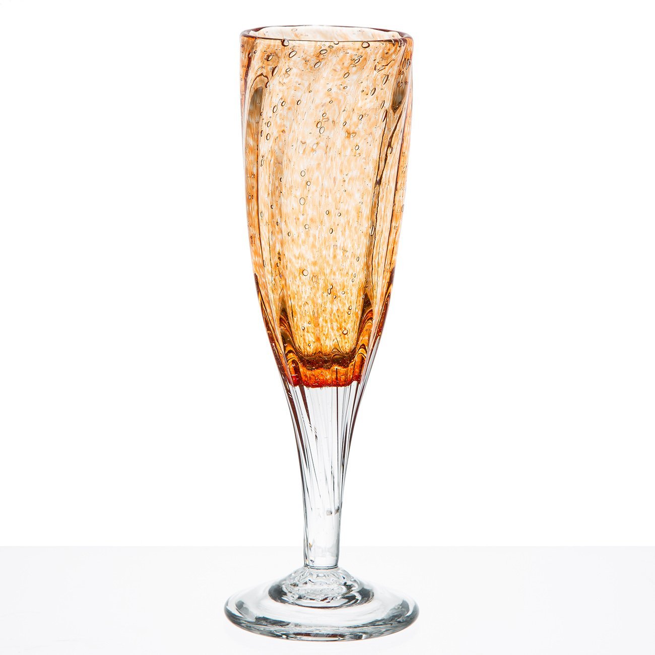 Hand Blown Orange Champagne Flute