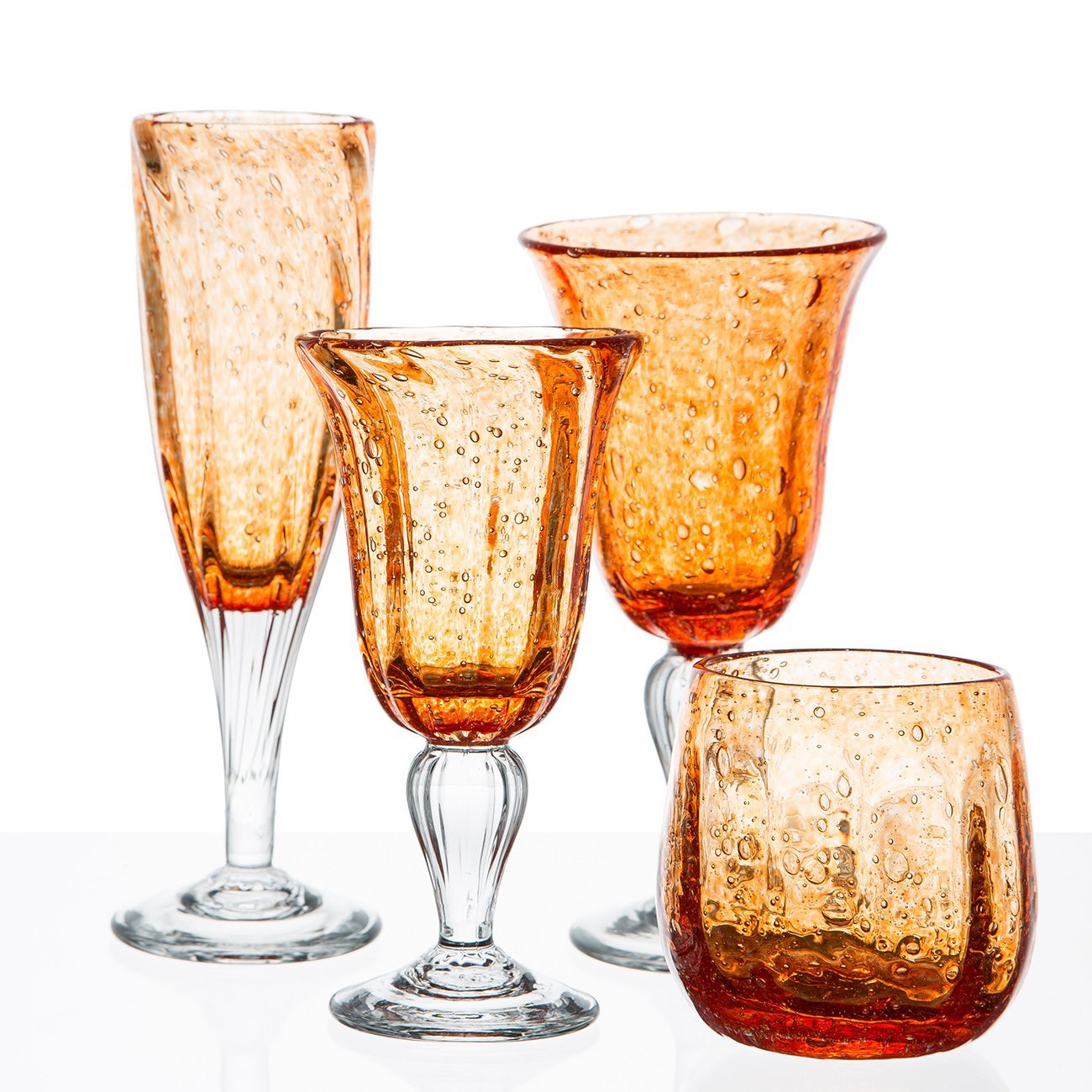 Hand Blown Orange Sangria Goblet