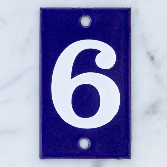 Number Six Enamel Address Plaque