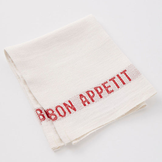 White and Red ‘Bon Appetit’ Linen Napkin