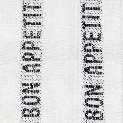 White and Black ‘Bon Appetit’ Linen Tea Towel