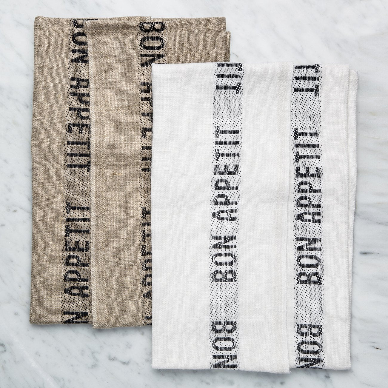 White and Black ‘Bon Appetit’ Linen Tea Towel