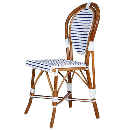 White and Dark Blue Mediterranean Bistro Chair (16-ligne)