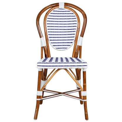 White and Dark Blue Mediterranean Bistro Chair (16-ligne)