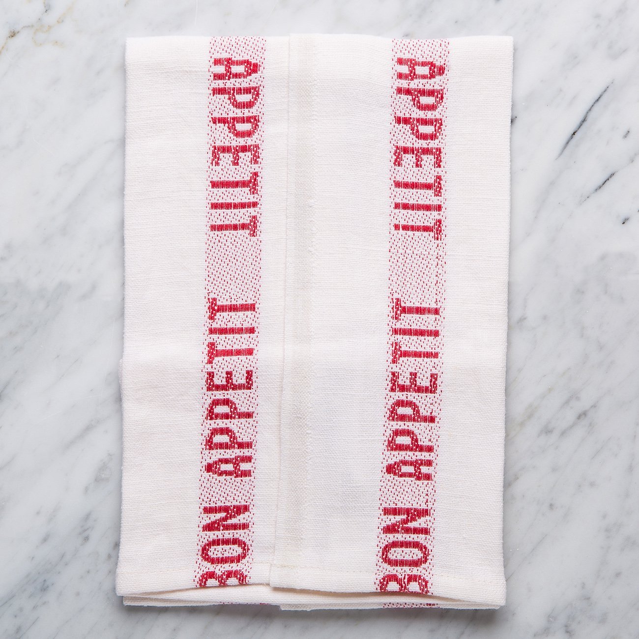 White and Red ‘Bon Appetit’ Linen Tea Towel