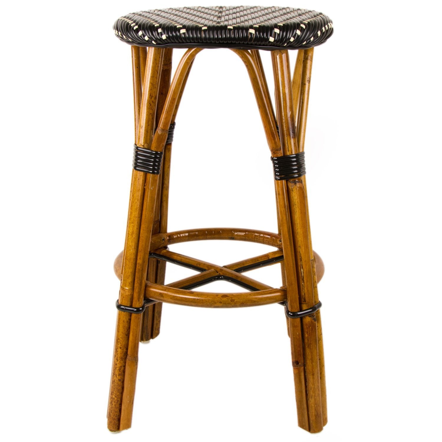 Black & Cream Bar Height Mediterranean Bistro Bar Stool (29" h)