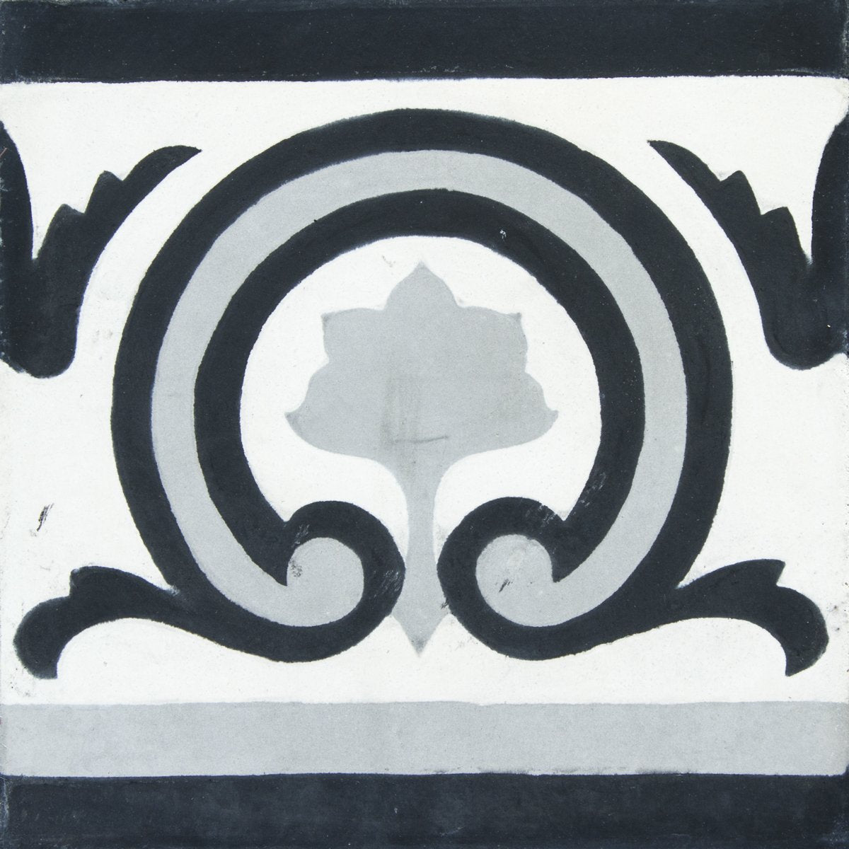 Black & White Novella Frise Carocim Tile (8" x 8") (pack of 12)