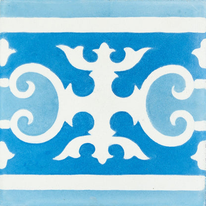 Blue Baroque Frise Carocim Tile (8" x 8") (pack of 12)