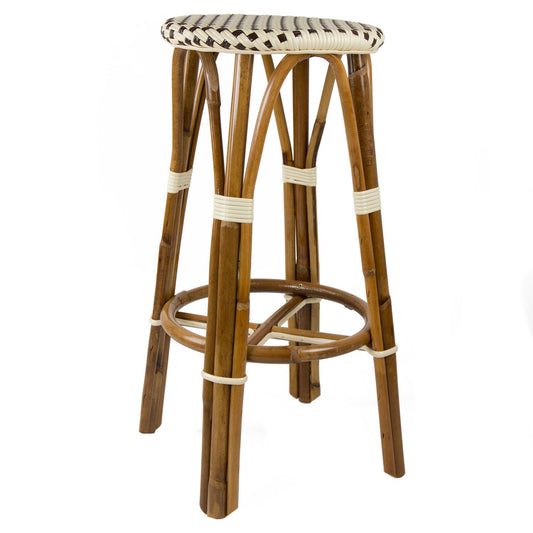 Cream & Brown Bar Height Mediterranean Bistro Bar Stool (29" h. seat) (B)