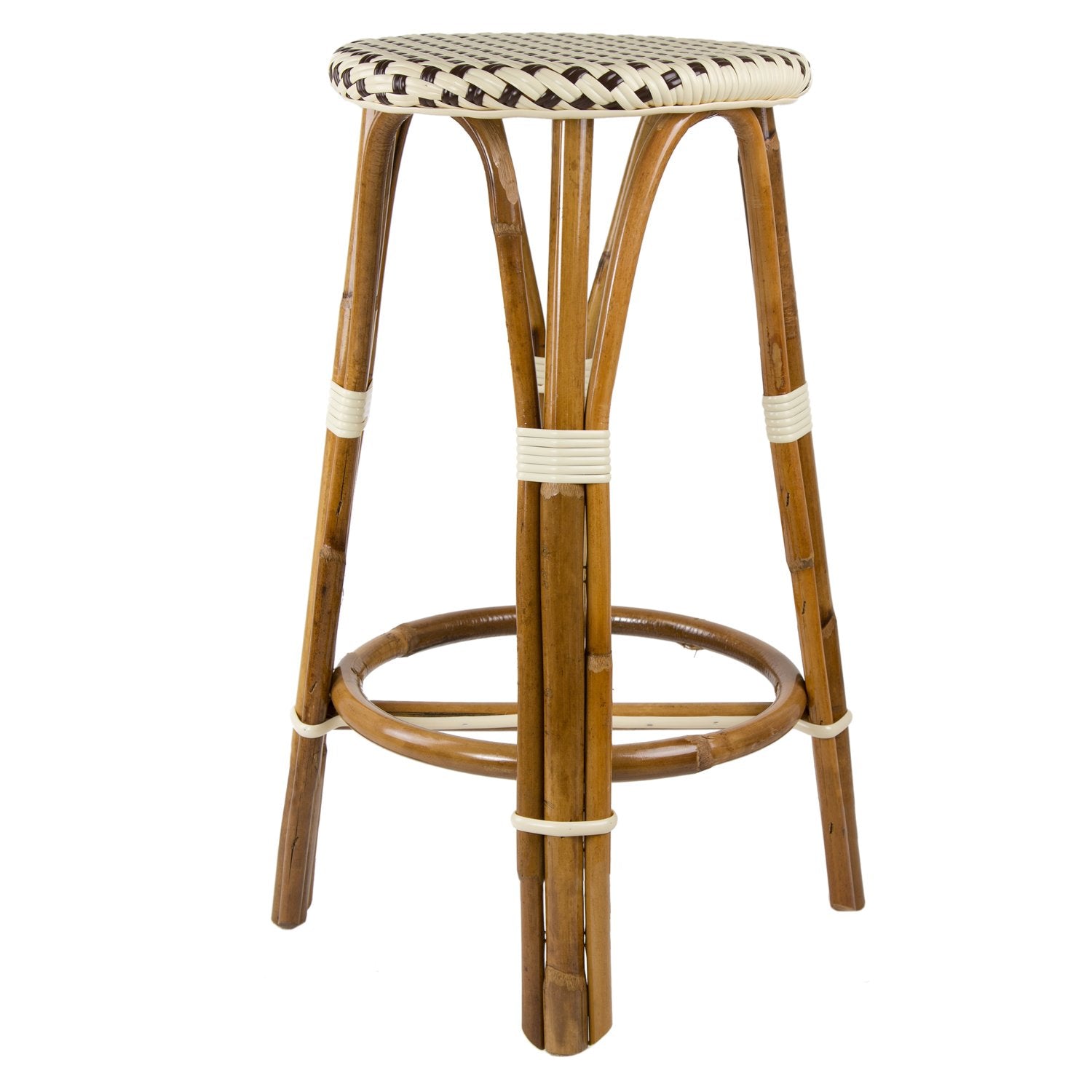 Cream & Brown Counter Height Mediterranean Bistro Bar Stool (26" h) (E)