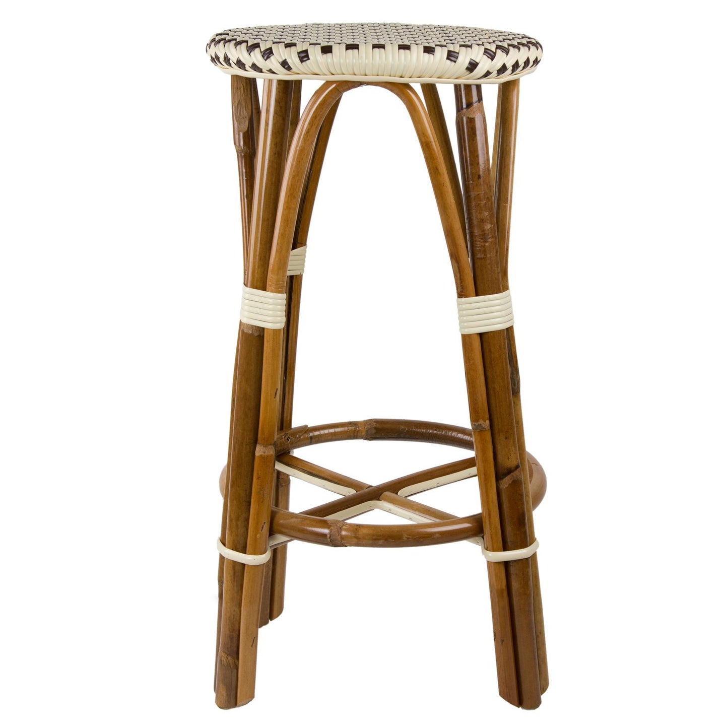 Cream & Brown Counter Height Mediterranean Bistro Bar Stool (26" h) (E)