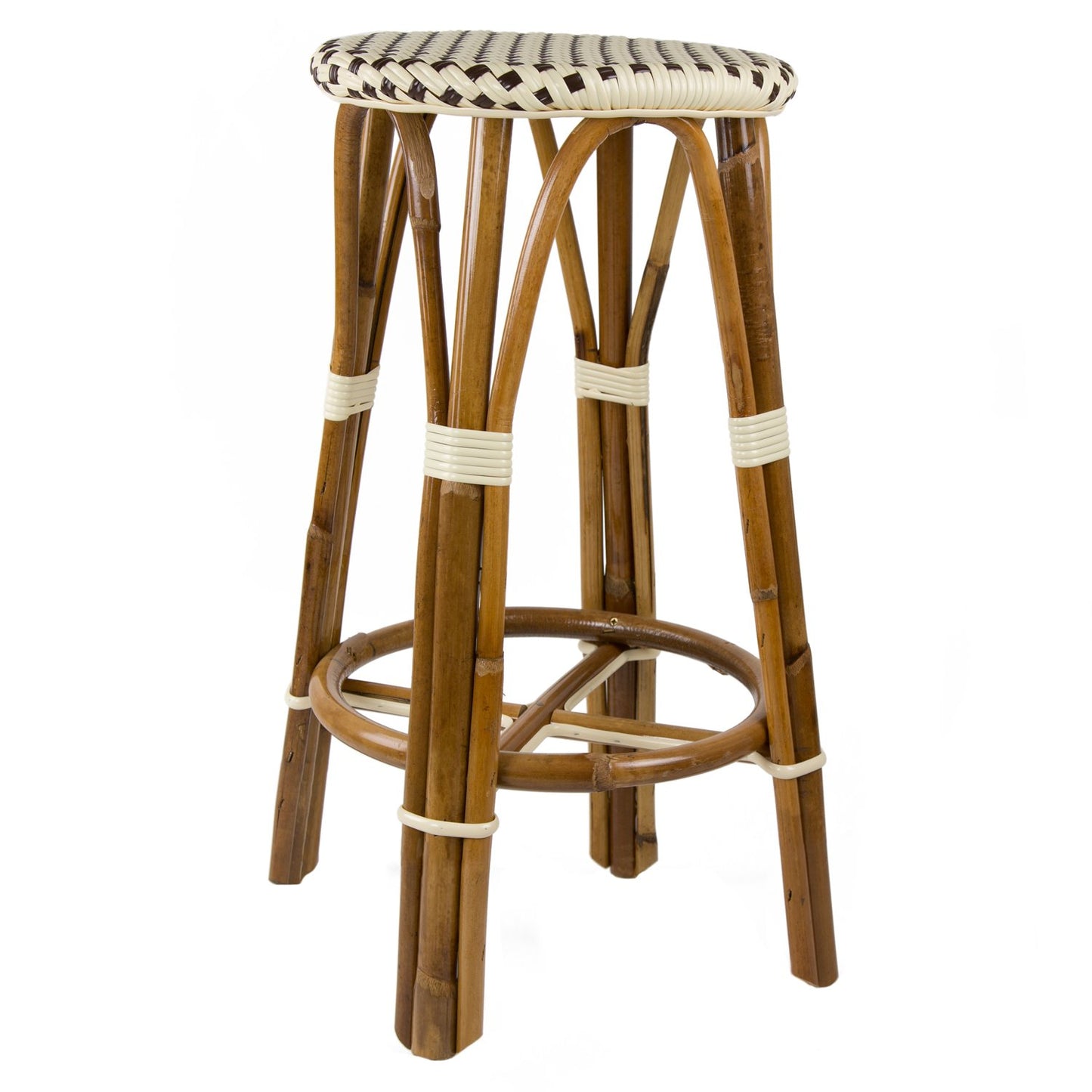 Cream & Brown Counter Height Mediterranean Bistro Bar Stool (26" h) (E)