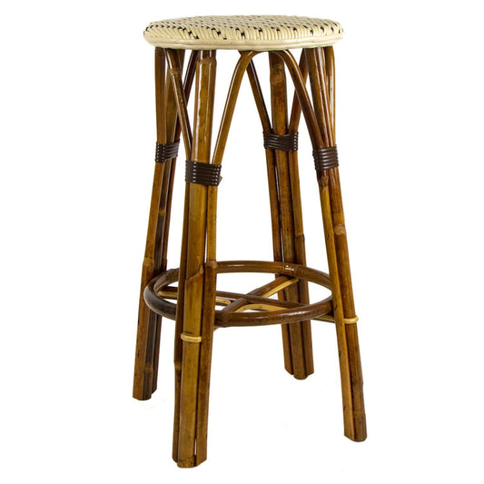 Cream & Brown Bar Height Mediterranean Bistro Bar Stool (29" h. seat) (L)