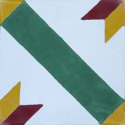 Green, Yellow & Red Diagonale Carocim Tile (8" x 8") (pack of 12)