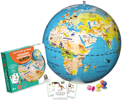 Inflatable Globe- Stick N Quiz Animals (16.5")