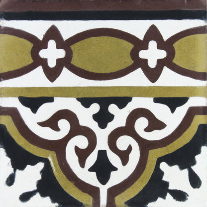 White, Brown & Black Provencale Frise Carocim Tile (8" x 8") (pack of 12)