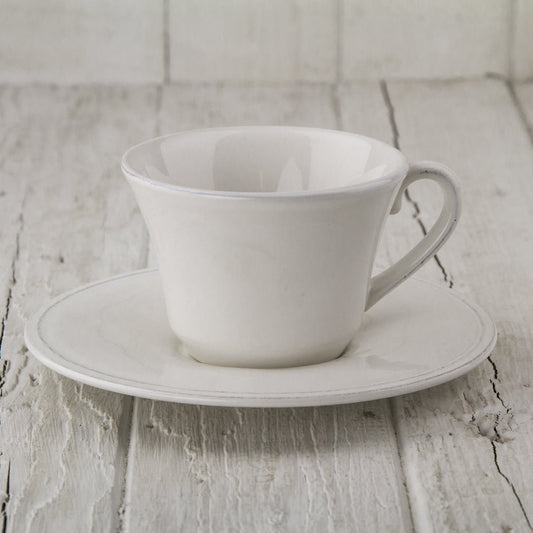 White Impressions Teacup with Saucer